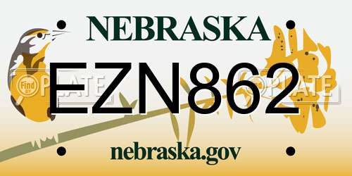 EZN862 Nebraska License Plate