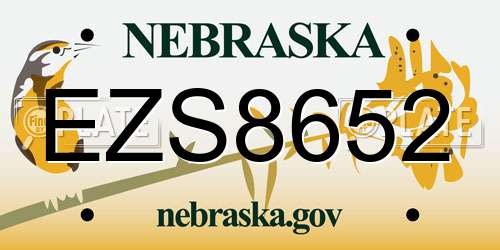 EZS8652 Nebraska License Plate