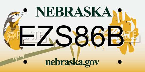 EZS86B Nebraska License Plate