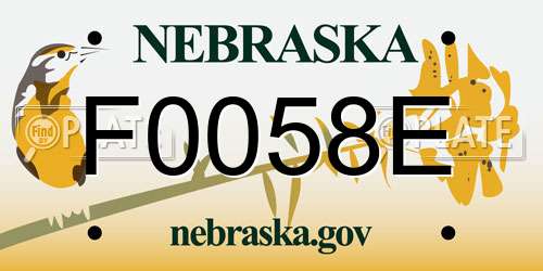F0058E Nebraska License Plate