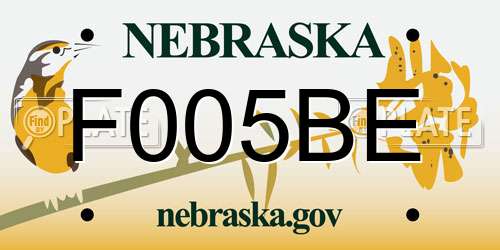 F005BE Nebraska License Plate