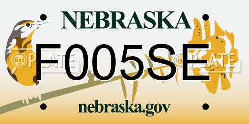 F005SE Nebraska License Plate