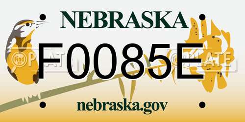 F0085E Nebraska License Plate