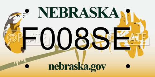 F008SE Nebraska License Plate