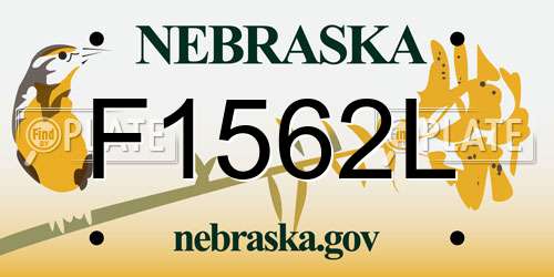 F1562L Nebraska License Plate