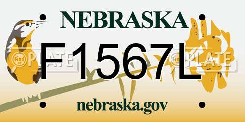 F1567L Nebraska License Plate