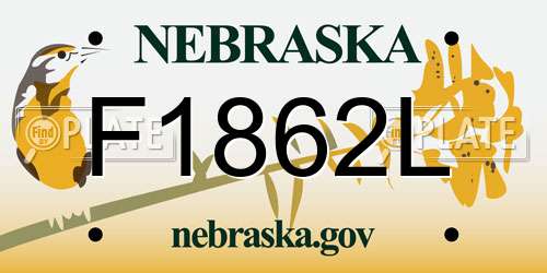 F1862L Nebraska License Plate
