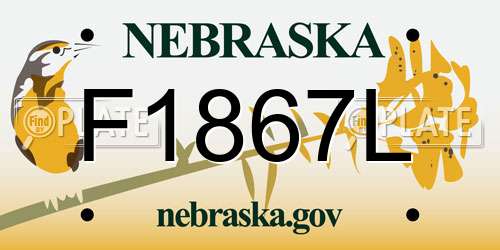 F1867L Nebraska License Plate
