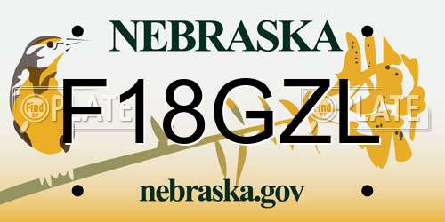 F18GZL Nebraska License Plate