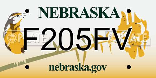 F205FV Nebraska License Plate