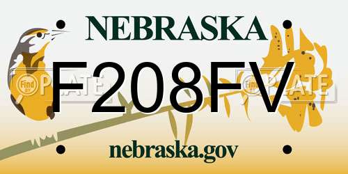 F208FV Nebraska License Plate