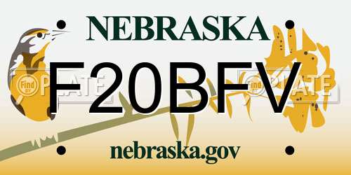 F20BFV Nebraska License Plate