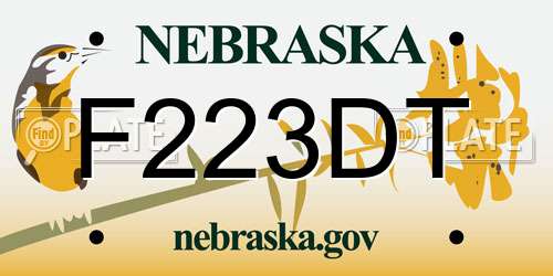 F223DT Nebraska License Plate