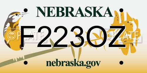 F223OZ Nebraska License Plate