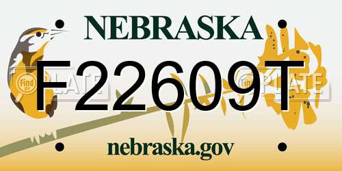 F22609T Nebraska License Plate