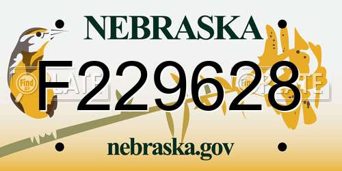 F229628 Nebraska License Plate