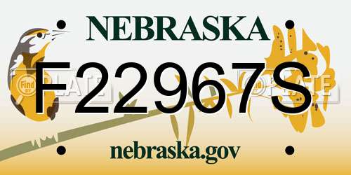 F22967S Nebraska License Plate