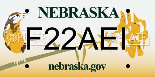 F22AEI Nebraska License Plate