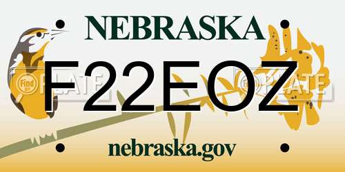 F22EOZ Nebraska License Plate