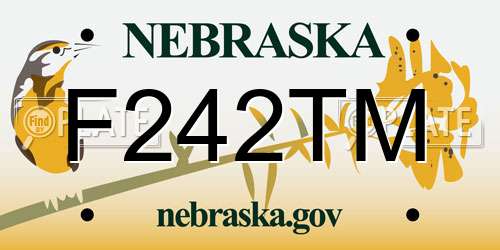 F242TM Nebraska License Plate