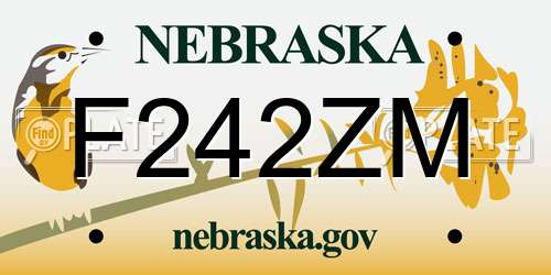 F242ZM Nebraska License Plate