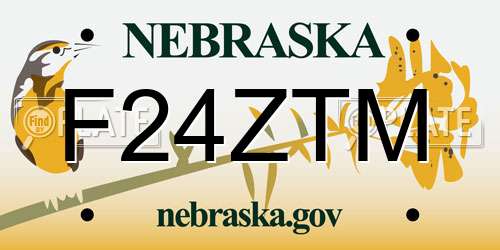 F24ZTM Nebraska License Plate