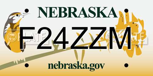F24ZZM Nebraska License Plate