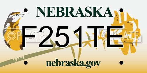 F251TE Nebraska License Plate