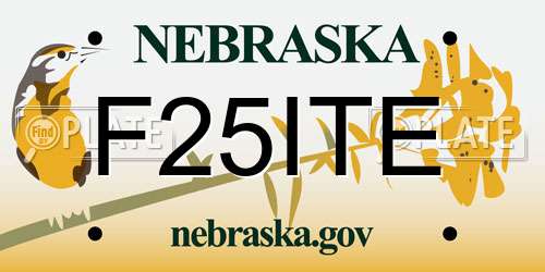 F25ITE Nebraska License Plate