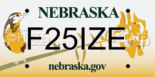 F25IZE Nebraska License Plate