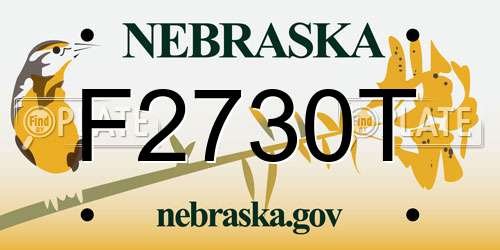 F2730T Nebraska License Plate