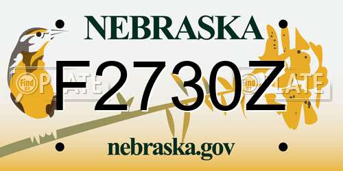 F2730Z Nebraska License Plate