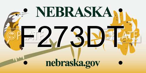 F273DT Nebraska License Plate