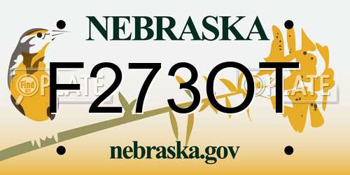 F273OT Nebraska License Plate
