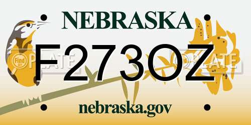 F273OZ Nebraska License Plate
