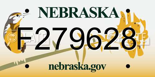 F279628 Nebraska License Plate