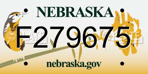 F279675 Nebraska License Plate