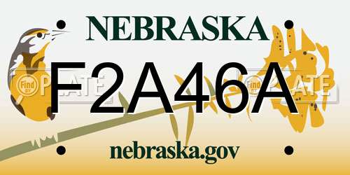 F2A46A Nebraska License Plate