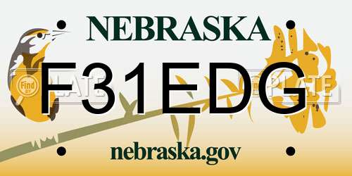 F31EDG Nebraska License Plate