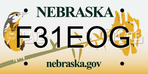 F31EOG Nebraska License Plate