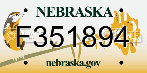 F351894 Nebraska License Plate