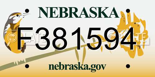 F381594 Nebraska License Plate