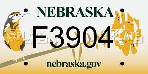 F3904 Nebraska License Plate