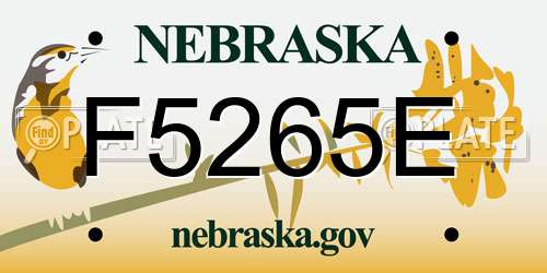 F5265E Nebraska License Plate