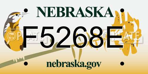 F5268E Nebraska License Plate