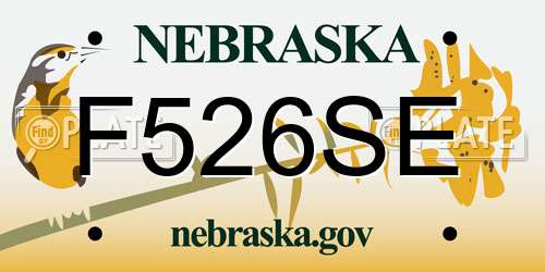 F526SE Nebraska License Plate