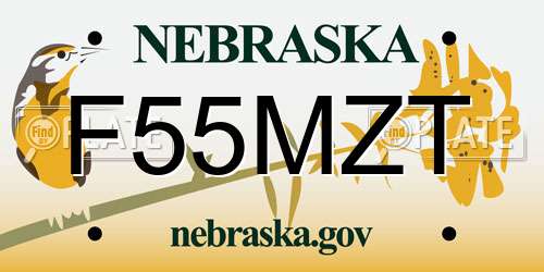 F55MZT Nebraska License Plate