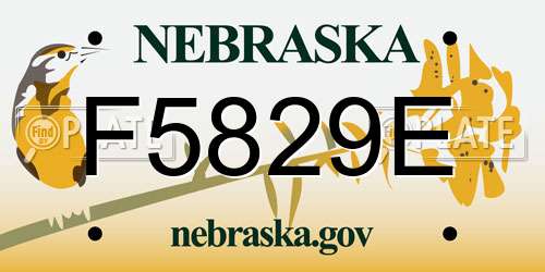 F5829E Nebraska License Plate