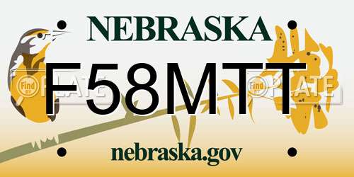 F58MTT Nebraska License Plate