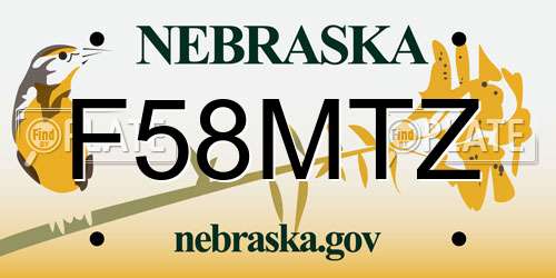 F58MTZ Nebraska License Plate